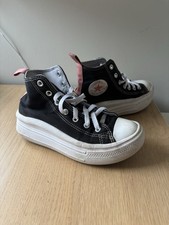 Converse All Star Move Hi Top Youth Size 1.5UK Black Pink White. Good Condition