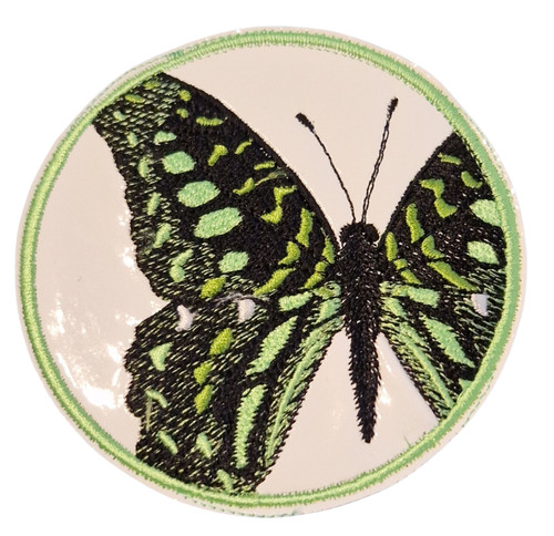 Embroidered butterfly green - embroidered,
