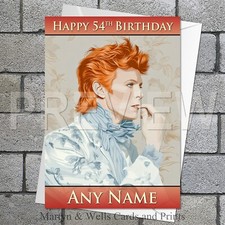 David Bowie birthday card. Art. 5x7 inches. Mum, Dad. Personalised plus envelope