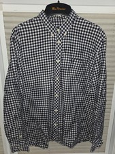 Mens XXL 2XL FRED PERRY Long Sleeve Navy,& White Gingham Check Shirt. Great Cond