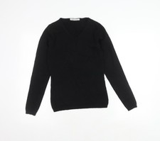 Deane & White Women's Black V-Neck Wool Jumper S