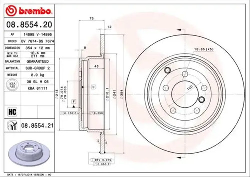 Brake disc solid - , 08.8554.21