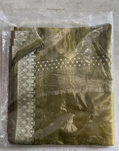 Khaki green sari fabric approx - khaki,