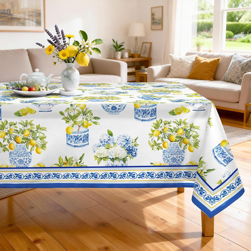 Summer lemon tablecloth - summer,