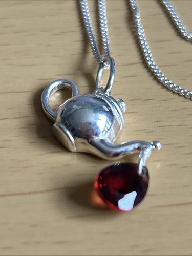 925 silver teapot pendant - silver,