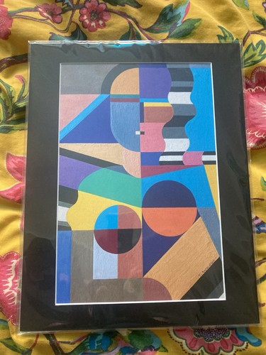 Cubist abstract mounted print - abstract,