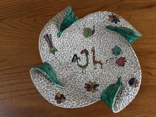 VINTAGE  MID CENTURY ITALIAN ARS DERUTA  HAND PAINTED POTTERY DISH