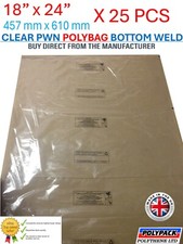 x25 Large Clear Polythene Plastic Bags 18" x 24"(Packaging/Packing)  PWN