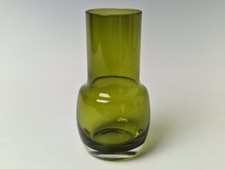 Vintage olive green Riihimäen lasi oy Riihimaki glass vase retro 1960s