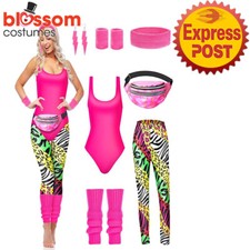 N1626 80s Neon Leotard Pink