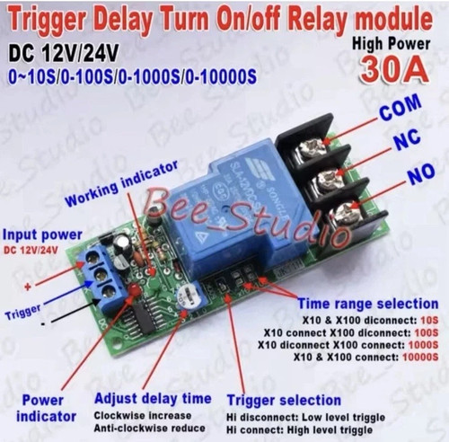 12v 24vdc 30a delay timer - 12v,