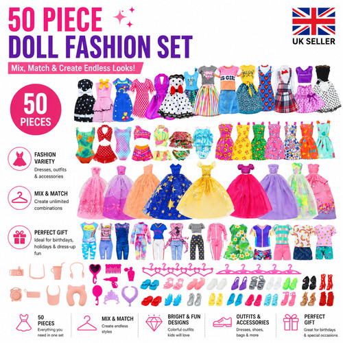 50pcs barbie doll clothes - barbie,