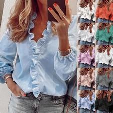 Women V Neck Shirt Ladies OL