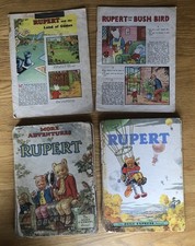 Vintage Rupert Bear Comics x2 plus 2 Hardback Annuals 1953 & 1957