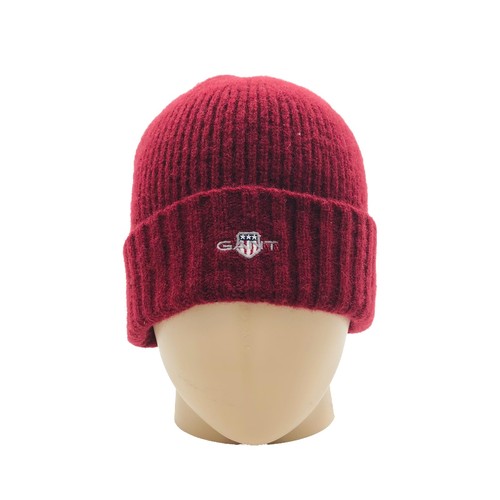 Gant red wool beanie hat - red,