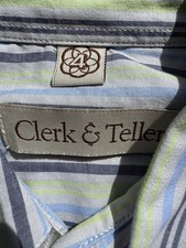 Clerk & Teller L/s Shirt Grey With Charcoal Blue Lime Stripes Rare Vintage Large