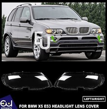 FOR BMW X5 E53 LCI 2004-2006 PAIR SIDE HEADLIGHT LENS COVER HEADLAMP SHELL