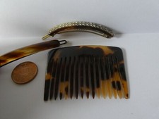 Art Deco Faux Tortoiseshell Hair Comb & two hair clips - great for everyday use