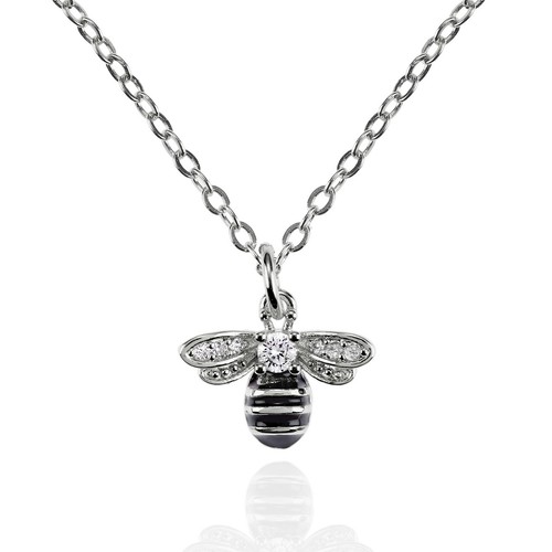 Silver bumble bee necklace - silver,