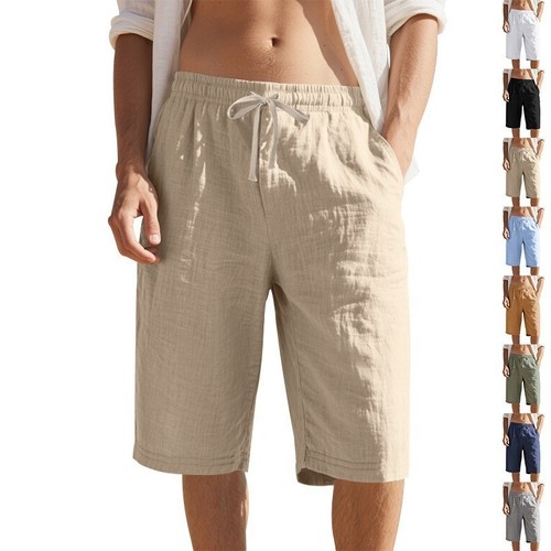 Mens linen shorts loose - linen,
