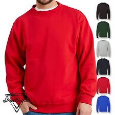 Mens Heavy Sweatshirt Crew Neck Thick Pullover Plain Jumper Casual Workwear Top