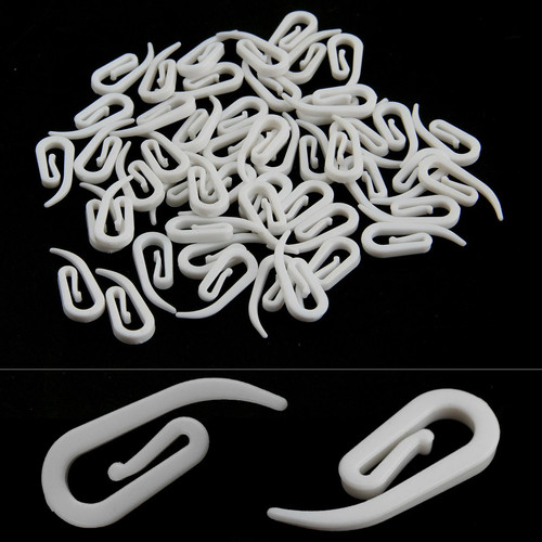 100 pcs white - curtain, hooks
