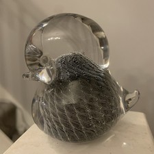 Vintage Art Glass Swedish Duck FM Konstglas Marcolin Sfumato Signed Paperweight