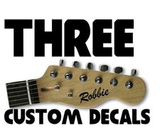 3 x STICKERS personalise custom name electric acoustic guitar headstock decal