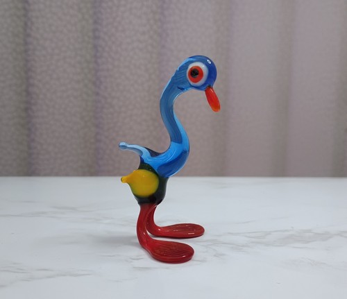 Glass goose figure ornament - glass,
