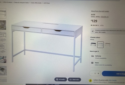 Ikea alex desk 132x58cm with - with, 2