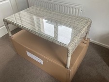 Alexander rose ocean pearl glass top garden coffee table 100cm wide new in box