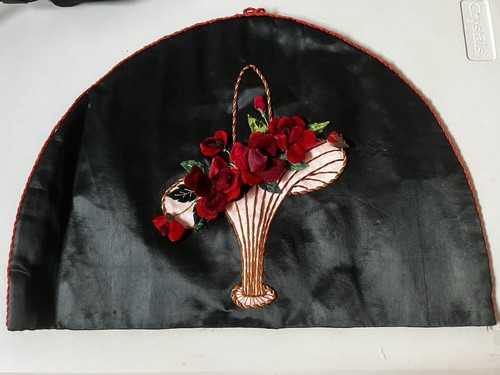 Vintage satin black - black, appliqué