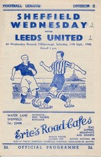 Sheffield Wednesday v Leeds United 1948/1949 - Football Programme