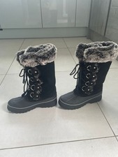 KHOMBU ladies Black Warm Winter Snow Boots UK Size 5 VGC