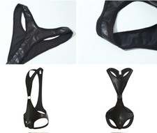 Leather Wrestling Suit Bodysuit Beach Thong Sexy Men's Underwear Faux Patent