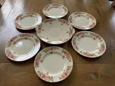 Set Of Six Vintage Bone China Royal Doulton Tea Plates And Cake Plate