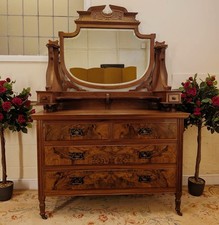 Edwardian Solid Walnut & Burr
