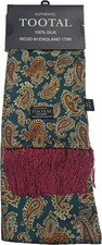 Tootal Mens Racing Green Paisley 100% Silk Scarf