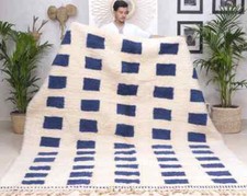 Rug Morocco, Berber Rug, Wool Rug 8x10, Indigo Blue Area Rug