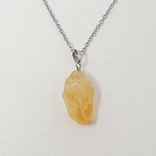 Citrine Necklace Stone Nugget Quartz Pendant Healing Reiki High Quality Chain