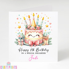 Handmade Happy Birthday Cake Card, Personalised Card, Daughter, Granddaughter