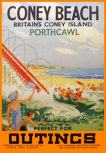 Vintage funfair poster coney - funfair,