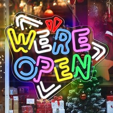 "We're Open" Signs for Business Dimmable LED Neon Sign for Wall 15"x13.4" (P244)
