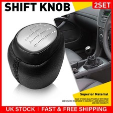 Gear Shift Lever Knob For Saab 9-3 93 6 Speed Manual Stick Leather 55566207 2PCS