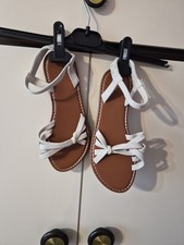 Ladies Flat Cream Sandals Size