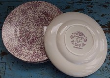 Burleigh John Lewis Tea/Side Plates. Set of 4. Plum Purple Chintz England 7ins