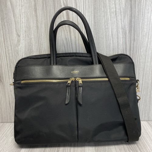 Knomo black slim briefcase - black,