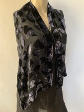 Vtg Black Blue Flocked Velvet