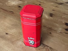 Vintage TyPhoo tea pillar tin, red octagonal empty