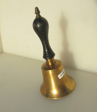 Vintage Brass Hand Bell Teacher / Servant / Reception Wood Handle 7"H